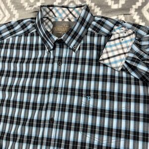 Panhandle Shirt Mens XL Blue Plaid‎ Button Down Cotton Cowboy Western